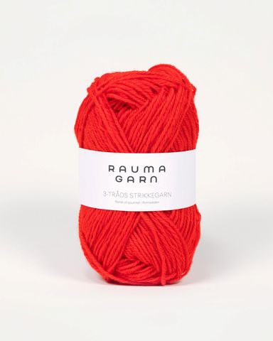 Hovedbilde 124 R&oslash;d - Rauma Garn, 3-tr&aring;ds Strikkegarn