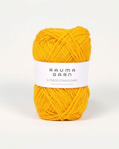 Hovedbilde 131 M&oslash;rk Gul - Rauma Garn, 3-tr&aring;ds Strikkegarn