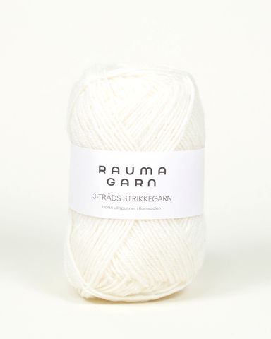 Hovedbilde 100 Hvit - Rauma Garn, 3-tr&aring;ds Strikkegarn